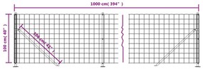 Cerca de malha de arame com flange 1x10 m verde