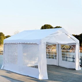 Tenda para Festas 400x400x280cm para Exterior Campismo Casamentos com 4 Janelas e 2 Portas Branco