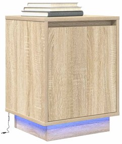 Mesa de cabeceira com luzes LED 38x34x50 cm carvalho sonoma