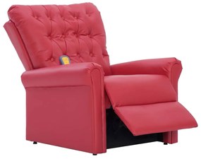 Cadeira massagens reclinável couro artificial vermelho
