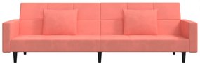 Sofá-cama 2 lugares com duas almofadas veludo rosa