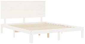 Estrutura de cama King Size com cabeceira madeira maciça branco