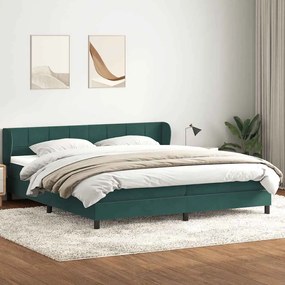 vidaXL Cama com molas/colchões 180x210 cm veludo verde-escuro