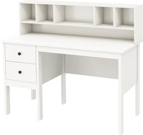 Secretária com 2 gavetas e estante com 5 cubículos 120 x 60 x 110 cm Branca