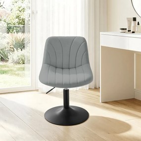 Banco para toucador com altura ajustavel 46,5 x 43 x (65,5-77,5) em veludo Cinzento