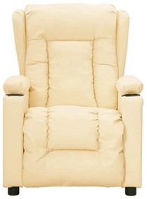 Poltrona reclinável elétrica couro artificial cor creme
