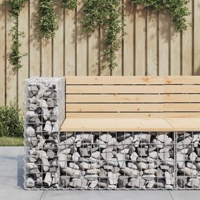 vidaXL Banco de jardim c/ design gabião 92x71x65,5 cm pinho maciço