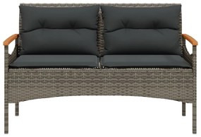 4 pcs conjunto sofás de jardim c/ almofadões vime PE cinzento