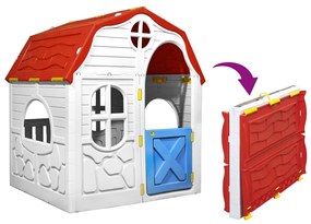 Casa de brincar infantil dobrável com porta e janelas de abrir