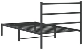 Estrutura de cama com cabeceira 100x190 cm metal preto