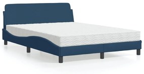 Cama com colchão 140x200 cm tecido azul