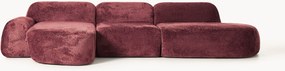 Sofá de canto modular em teddy-bouclé com chaise longue Wolke (4 lugares)