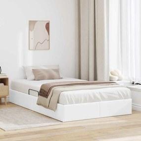 vidaXL Cama com Armazenamento Branco Puro 120 x 200 cm Couro sintético