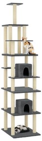 Árvore p/ gatos c/ postes arranhadores sisal 216cm cinza-escuro