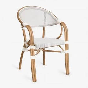 Pacote De 2 Cadeiras De Jardim Empilháveis Com Braços Em Alumínio Brielle Bistro Gardénia Branco - Sklum