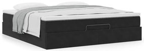 Estrutura de cama otomana com colchão 180x200 cm veludo preto