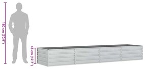 Canteiro elevado de jardim 320x80x45cm aço galvanizado prateado