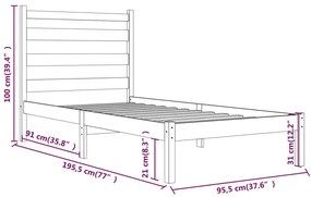 Estrutura de cama solteiro 90x190 cm pinho maciço