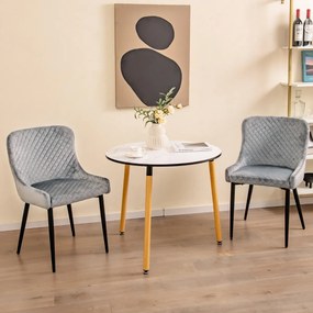 Conjunto de 2 cadeiras de jantar com pernas de metal e almofadas ajustáveis ​​Cadeira de cozinha moderna para sala de estar 60 x 52 x 80 cm cinza