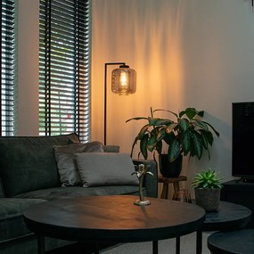 Candeeiro de pé design preto com vidro fumê - Qara Down