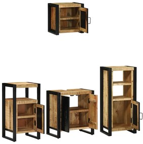 Conjunto de Móveis para Banheiro 4 pcs Madeira de manga maciça