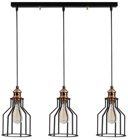 Candeeiro de Teto Alacati – Preto e Bronze – 67 x 17 cm