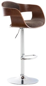 Banco de bar Kingston em tecido e com estrutura cromada 50 x 88-102 x 48 cm Castanho + Cor Nogueira