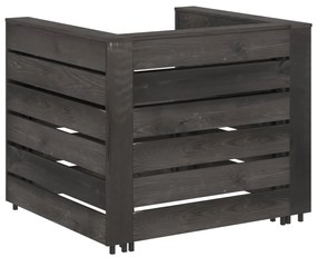 2 pcs conjunto lounge jardim em paletes pinho impregnado cinza