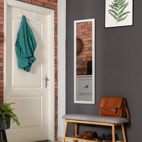 Espelho de parede de corpo inteiro com ganchos para porta Espelho 33 x 119 cm Branco