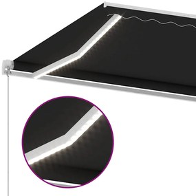 Toldo retrátil manual com LED 600x300 cm antracite
