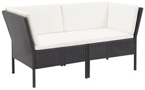6 pcs conjunto lounge de jardim c/ almofadões vime PE preto