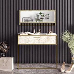 Aparador Polka – Dourado e Branco – 90x76,8x38,5 cm