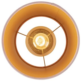 Candeeiro de teto com abajur em veludo rosa antigo com dourado 20 cm - Combi Preto Clássico / Antigo