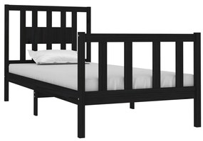 Estrutura cama pequena solteiro 75x190 cm madeira maciça preto