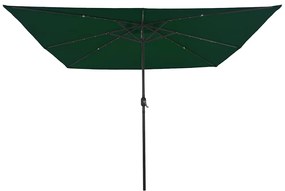 Guarda-Sol Quadrado com Luzes LED 295 x 245 cm Verde