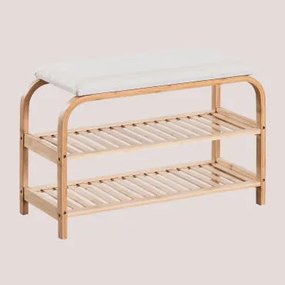 Banco Sapateira 70 Cm Em Madeira De Bambu Kaupo Branco - Sklum