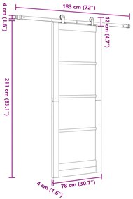 Porta de Correr vidaXL com Conjunto de Ferragens Branca 78x211 cm Made