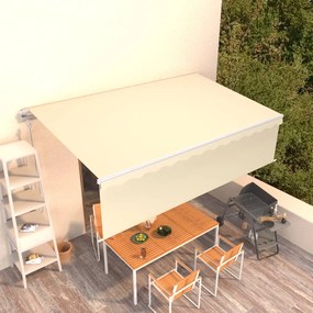 vidaXL Toldo retrátil automático com estore 5x3 m cor creme