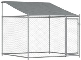 Jaula para cão com telhado/portas 8x2x2 m aço galvanizado cinza