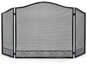 Protetor frontal de lareira em metal com 3 Paineis para janela 93 x 59 cm Preto