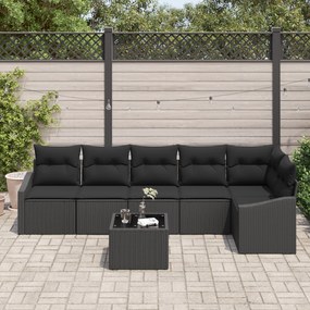 Conjunto de Jantar para Jardim de 7 Peças com Almofadas Bege em Rattan