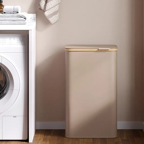 Cesto da roupa suja, cesto com tampa, 90 L castanho