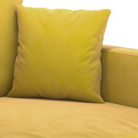 2 pcs conjunto de sofás com almofadões veludo amarelo