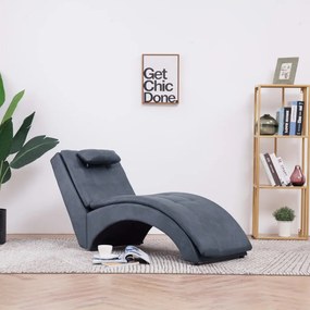 vidaXL Chaise longue com almofada camurça artificial cinzento
