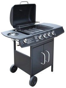 273789 vidaXL Grelhador/barbecue a gás 4+1 queimadores preto