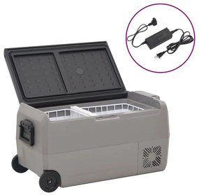 Mala térmica c/ rodas e adaptador 60 L PP e PE preto/cinzento