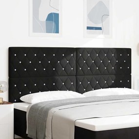 vidaXL Cabeceira Tufted Preto com Botões de Cristal - 200 cm de Veludo.