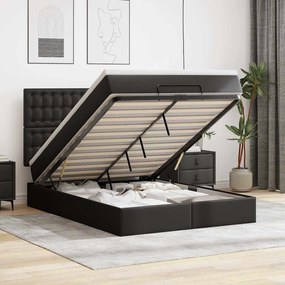 vidaXL Estrutura de cama otomana com colchão 140x200 cm preta