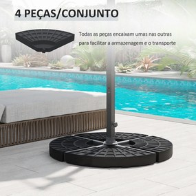 Conjunto de Pesos para Base de Chapéu de Sol de 4 Peças Preenchível com 52 L de Água 60 kg de Areia ou 70 kg Ambos Preto