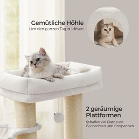Arranhador para gatos com plataformas 50 x 50 x 160 cm branco creme-bege